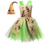 Vestido de fiesta para niñas, vestido de malla para niñas, vestido de princesa, disfraces de princesa COS 100 verde
