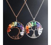 BLINGBAY Collar con colgante para mujer, piedra natural colorida, cristal, grava, collar con colgante de árbol de la vida, joyería moderna, regalo