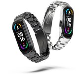 Xiaomi Mi Band 6 5 3 4 pulsera de repuesto correa con hebilla correa de reloj de Metal de lujo para Xiaomi Mi Band 3 4 Miband 5 6 Mi Band 3 plata