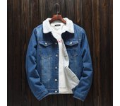 Hombres Otoño Invierno Denim Upset Chaqueta Vintage Manga Larga Suelta Jeans Abrigo 2XL negro