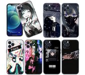 Funda de teléfono con diseño de chica anime triste para Apple iPhone 12, 13, Mini, 11 Pro Max, XR, X, XS MAX, 8, 7, 6S, 6 Plus, SE, 5S, 5 2020, TPU suave, color negro iPhone 13