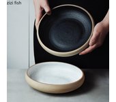 Plato hondo redondo de estilo japonés, plato de sopa retro, plato de sashimi, plato de ensalada, platos de postre, vajilla de cerámica gruesa para cocina