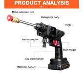 Lavadora a presión inalámbrica, limpiador a presión portátil de 150PSI de mano con batería de pulverizador 6 en 1 y EU Plug negro