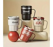 1 taza de café de acero inoxidable 304 de 400 ml con tapa, taza de leche de doble pared, sin BPA, a prueba de derrames para bebidas frías y calientes, regalo para beber 400ml