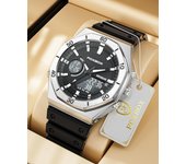 LIGE relojes deportivos de moda para hombres, reloj de pulsera militar de lujo de marca superior, reloj de pulsera de silicona para hombre, reloj de pulsera cronógrafo de moda negro
