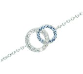 Les Trésors De Lily [Q1079] - Bracelet Argent 'Sissi' bleu blanc argenté rhodié (cercles) - 15x10 mm