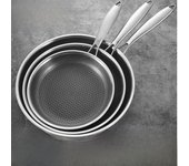 Sartén antiadherente de acero inoxidable de tres capas con diseño de panal para huevos y filetes 20cm
