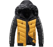 Chaqueta de invierno para hombre, Cuello de piel con capucha, prendas de vestir de algodón cálidas, Parka y abrigos de retales para hombre, Parkas cortavientos L