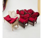 Sofá miniatura duradero de superficie lisa para casa de muñecas, sillón retro