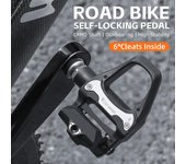 Pedales de bicicleta de carretera, acero al cromo molibdeno, bloqueo automático, pedales de bicicleta con rodamiento negro