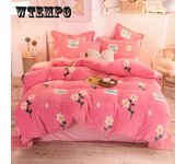 Funda de edredón de lana gruesa de invierno, funda de edredón súper suave y cálida, decoración del hogar, juegos de cama suaves y cálidos 4pcs Queen