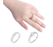 Anillo de boda de cobre chapado en oro blanco con apertura de cristal para parejas, para hombres y mujeres plata