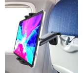 Soporte para tableta de avión, barra de armario para asiento de tren de viaje, soporte plegable para teléfono manos libres, agarre de borde de escritorio con rotación de 360 grados negro