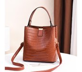 Bolso bandolera de un solo hombro para mujer, bolso tipo cubo con patrón de cocodrilo, bolso de mano para mujer azul