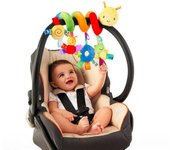 Juguetes colgantes para asiento de coche de bebé, juguetes de peluche para actividades colgantes, juguetes para cochecito con chirriador BB y sonajeros para recién nacidos, juguetes de actividades de viaje