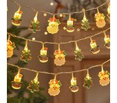 Cadena de luces navideñas de 1,5 M, 10Led, muñeco de nieve, Santa Cluas, lámpara de árbol de Navidad, adornos colgantes, decoración navideña A4