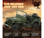 685006 1/18 Jeep militar coche de juguete tácticas militares modelo de coche decoración y regalo para niños verde del ejército