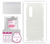 apgo Protective Skin Sticker for the back+sides compatible with Oppo Find X2 Pro, Full Wrap Film, Foil, Vinyl - Pattern White Fabric
