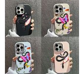Funda trasera suave N77 con diseño de mariposa, serpiente, dorada y negra, para Samsung S24 Ultra, A14, iPhone 16 Pro Max, Xiaomi Redmi Note 13, con marco chapado y protector de cámara Samsung A02