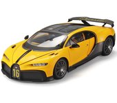 Modelo de coche deportivo Bugatti 1/18, juguete de aleación fundida a presión, vehículo de simulación con sonido y luz, neumáticos de goma, juguetes de colección para niños, regalos amarillo