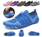 Zapatos de agua descalzos unisex para hombre, cinco dedos, zapatos acuáticos para mujer, drenaje, deportes de playa, sandalias de natación, secado rápido, buceo, senderismo, vadear, zapatillas de deporte, zapatos de fitness 36 negro