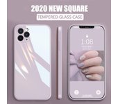 Caja cuadrada de silicona líquida caramelo del teléfono para Iphone 13 12 11 Pro Max X Xr Xs Max Luxury Tempered Glass Full Cover For iPhone 11Pro