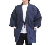 Hanten, hecho en Japón, lavable, con forro acolchado, dotera donbuku [Morio-ru], tejido Kurume, para hombre, azul marino/dobby, eco-life