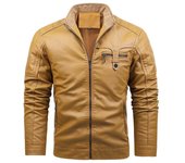 Chaqueta de invierno para hombre Plus Velvet PU Chaqueta para hombre XXXL negro
