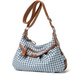 Bolso de hombro para mujer Desinvolte de gran capacidad y diseño a cuadros azul