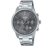 Casio Reloj cronógrafo analógico estándar de acero inoxidable con esfera gris y cuarzo MTP-E515D-8AV para hombre gris