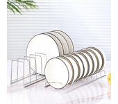 Escurridor de platos de acero inoxidable, estante multiusos para tapas de ollas y platos, organizador de cocina 1