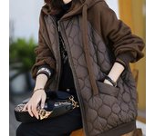 Chaqueta acolchada con capucha y costura de gran tamaño, chaqueta gruesa, chaqueta acolchada, moda, talla grande, ropa holgada de moda para mujer 4XL negro