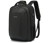 Mochila para hombre, carcasa dura con puerto de carga USB, impermeable, 180 °, mochila para portátil de viaje de negocios abierta, 15,6 pulgadas, AP-21 negro 15.6 inch negro