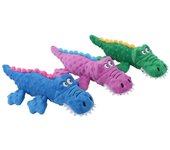 Peluche suave para perro, juguete masticable chirriante, cocodrilo de peluche para perros pequeños y grandes, bonito juguete interactivo chirriante y duradero. XS azul