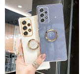 Funda de teléfono con soporte de anillo chapado de lujo para Samsung Galaxy A72 A52 A32 4g 5g A12 A51 A71 A31 M31 M51 A21s Funda de silicona con soporte A71 4G