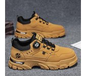 Zapatillas casuales de alta calidad para hombre, botas de primavera y otoño para hombre, zapatos casuales con botones giratorios de tendencia para trabajo, botas cortas. 39 amarillo