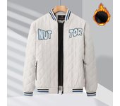Chaqueta de bombardero para hombre, otoño e invierno, jersey de béisbol grueso, chaqueta de marca de moda, chaqueta de algodón bordada de alta gama para hombre XL blanco