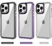 Funda de acrílico transparente de alta definición de lujo para iPhone 16, 15, 14, 13, 12, 11 Pro Max, 7, 8 Plus, con marco colorido y resistente a los golpes. For iPhone 7 or 8 negro