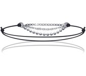 Les Trésors De Lily [J0815] - Bracelet Argent 'Billes' noir argenté - 3 rangs negro