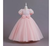 Vestido de malla de princesa para cumpleaños de niñas para fiestas y actuaciones 140 cm color rosa