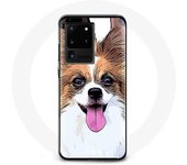 Coque pour Samsung Galaxy S20 Ultra Épagneul nain continental papillon Chiot Blanc et marron