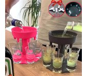 Dispensador de licor, 6 vasos de chupito, vino, whisky, cerveza, soporte para dispensador, juegos de beber, herramientas para Navidad, hogar, fiesta, bar, vaso de chupito