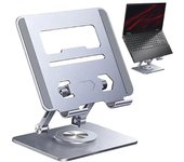 Soporte de aleación de aluminio para ordenador portátil, soporte ajustable para ordenador portátil, soporte de Metal giratorio de 360 ​​grados, Compatible con todas las almohadillas, soporte para tableta negro