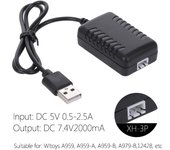 Cable de carga de batería de litio de 7,4 V, puerto XH-3P para coche Wltoys RC A959 negro