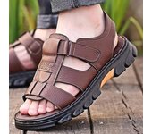 Sandalias Romanas Hombres Verano Nuevas Sandalias y Zapatillas Sandalias de Cuero para Hombres Zapatos de Playa de Suela Gruesa para Adultos Sandalias de Cuero Antideslizantes con Punta Abierta 41 marrón