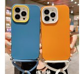 Funda de silicona líquida suave con cordón cruzado para Iphone 14, 13, 12, 11 Pro Max, X, Xr, Xs, 14pro, 13, correa, cordón, collar, funda colgante for iPhone X or XS