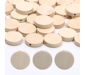 10-30 cuentas de madera de 15/20/25 mm sin terminar, redondas y planas con agujeros, para manualidades de carpintería, adornos DIY. 15mm 30pcs