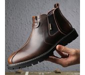 Botas Chelsea para hombre, botas Martin británicas, botas altas de cuero, de terciopelo, cálidas, de media caña, para invierno, botas cortas con plataforma para hombre 38
