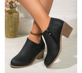 Botas cortas de tacón grueso para mujer, talla 43, para otoño e invierno, de tacón medio y talla grande. 43 negro