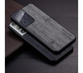 Funda para Samsung Galaxy S21 Ultra Plus FE coque patrón de madera de bambú Funda de cuero funda de lujo para samsung s21 ultra funda capa for Galaxy S21 negro
